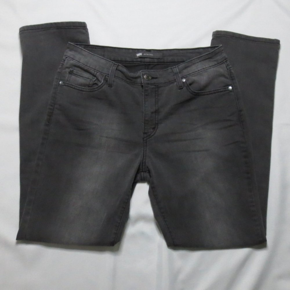 LEVIS womens JEANS denim MID-RISE faded black SKINNY stretch 32W 30L
